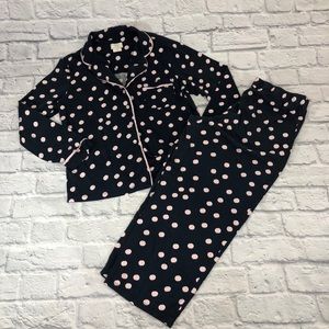 Kate Spade Pajamas Set. Polka dot Navy. Button. L